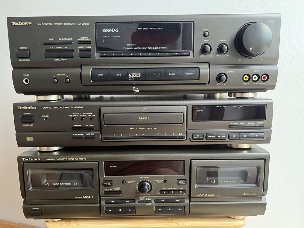 Wieża Technics amplituner SA-GX280 CD SL-PG470A Deck RS-TR373