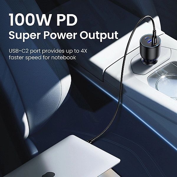 Ładowarka samochodowa Ugreen Cd293/2x Usb-c Pd i 1x Usb-a 130w - czarn