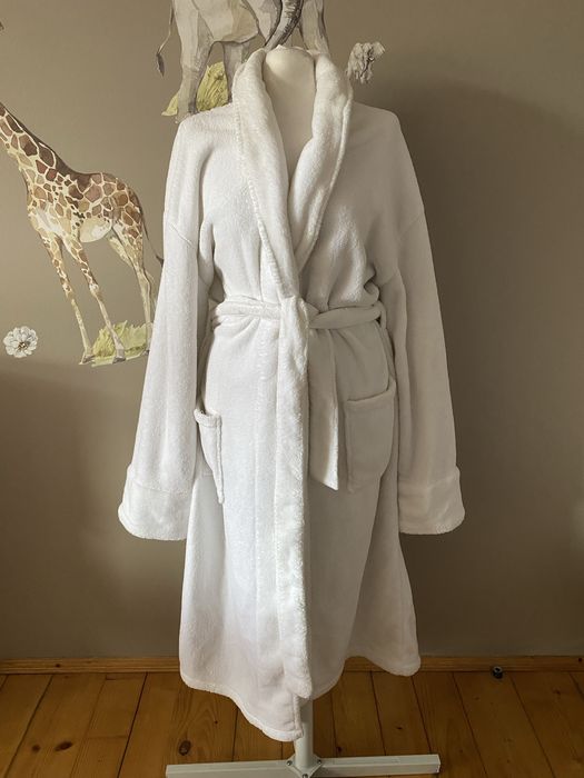 Biały ciepły szlafrok unisex nowy plus size Yale