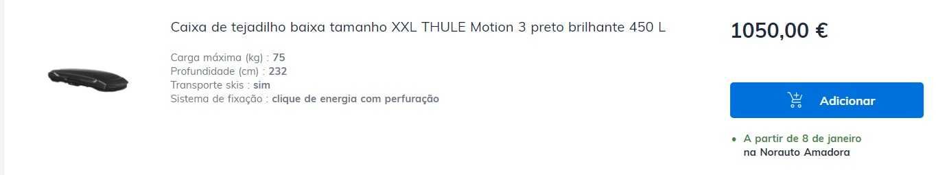 Caixa de tejadilho XXL THULE Motion 3 preto brilhante 450 L baixa