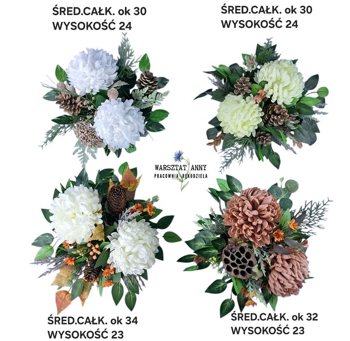Warsztat Anny stroik na cmentarz Kompozycja nagrobna chryzantemy