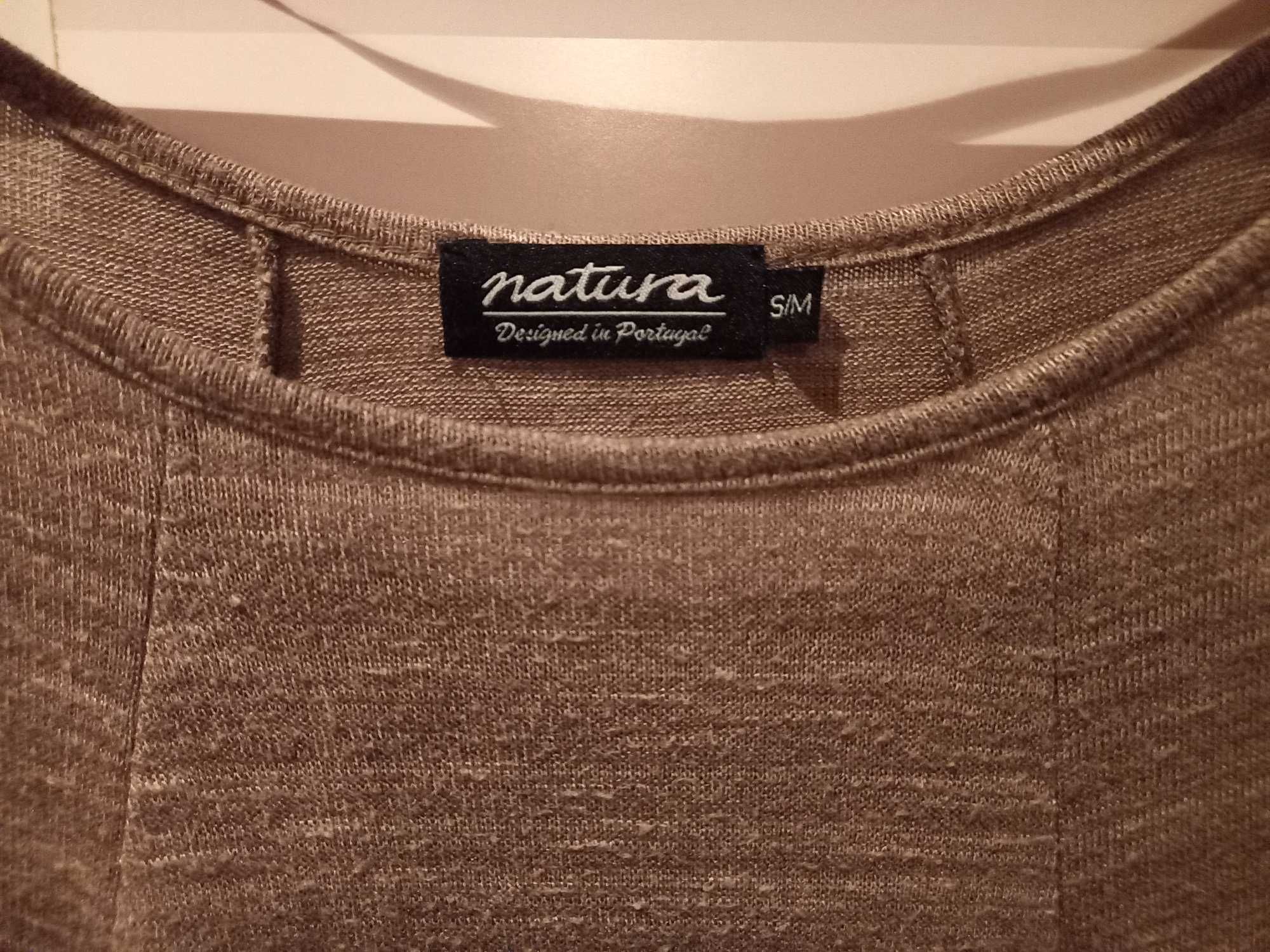 Blusa larga (oversized) bege e castanha - Natura