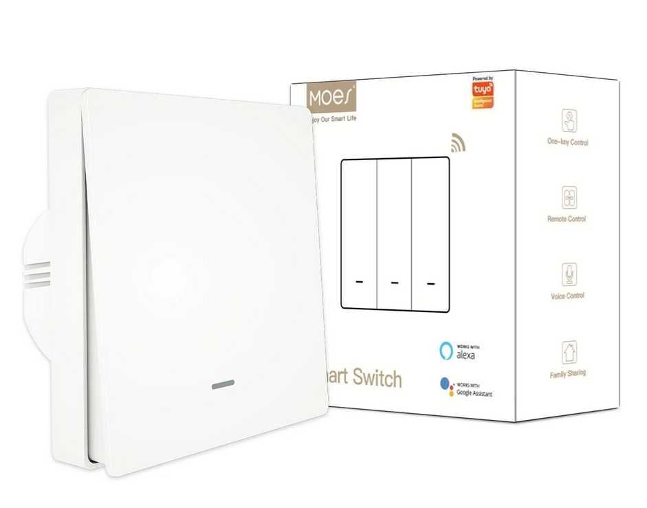 Умный выключатель Moes ZS-B-EU1-WH-MS Zigbee 3.0 1 клавиша Tuya Smart