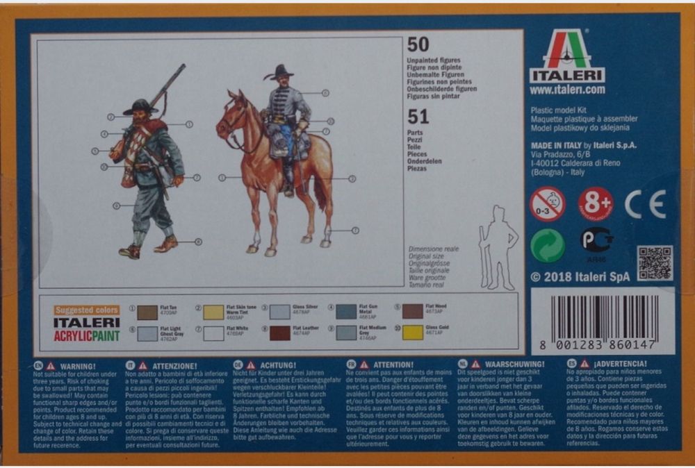 Figurki Italeri 6014 model 1/72 Piechota Konfederatów (1863)