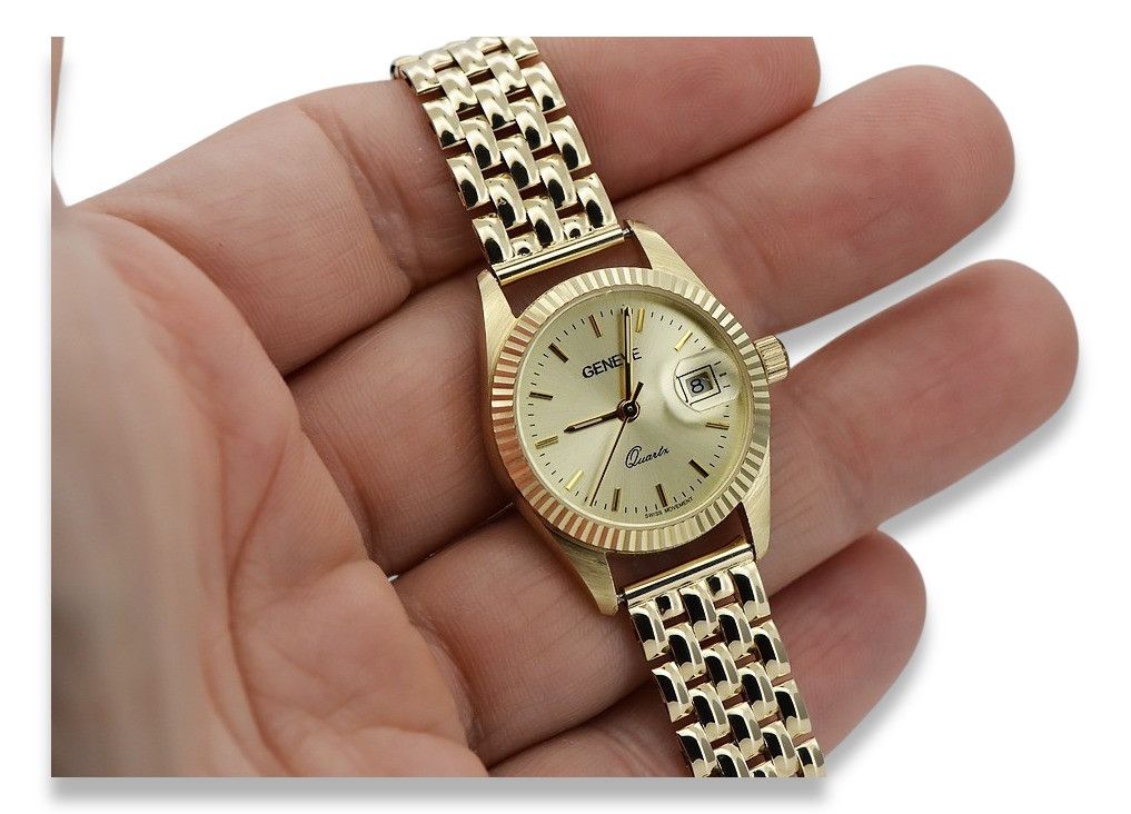 Złoty zegarek z bransoletą damską 14k Geneve lw020ydy&lbw004y Katowice
