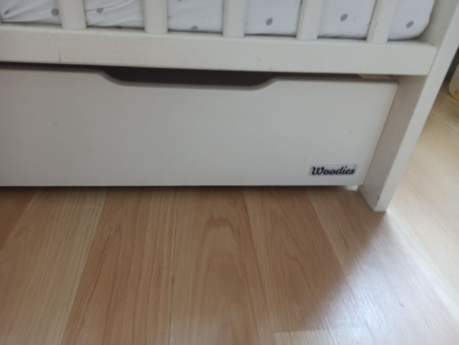 Łóżeczko niemowlęce woodies+materac+szuflada