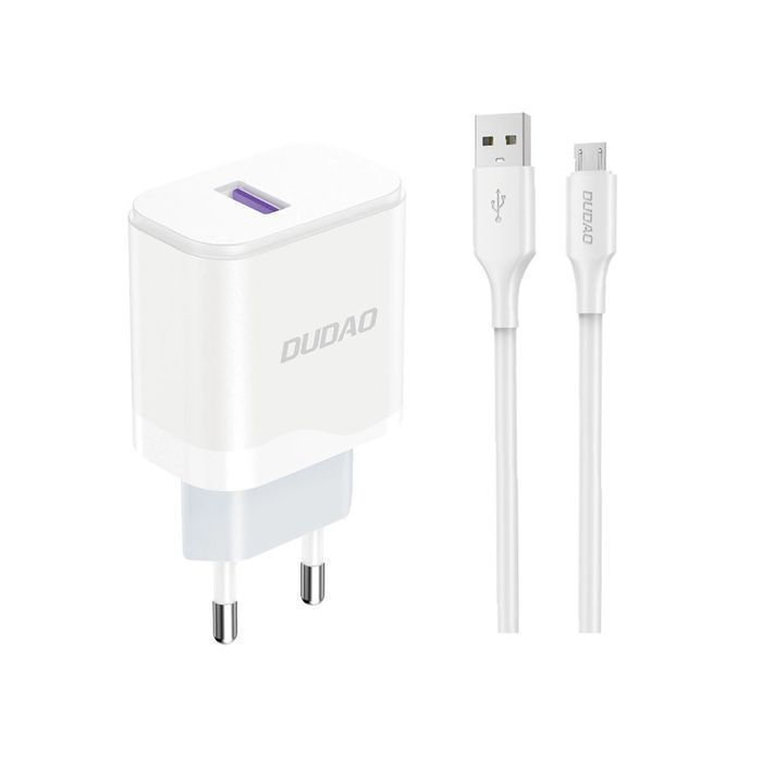 Ładowarka sieciowa Dudao USB-A 18W - biała + kabel USB - micro USB