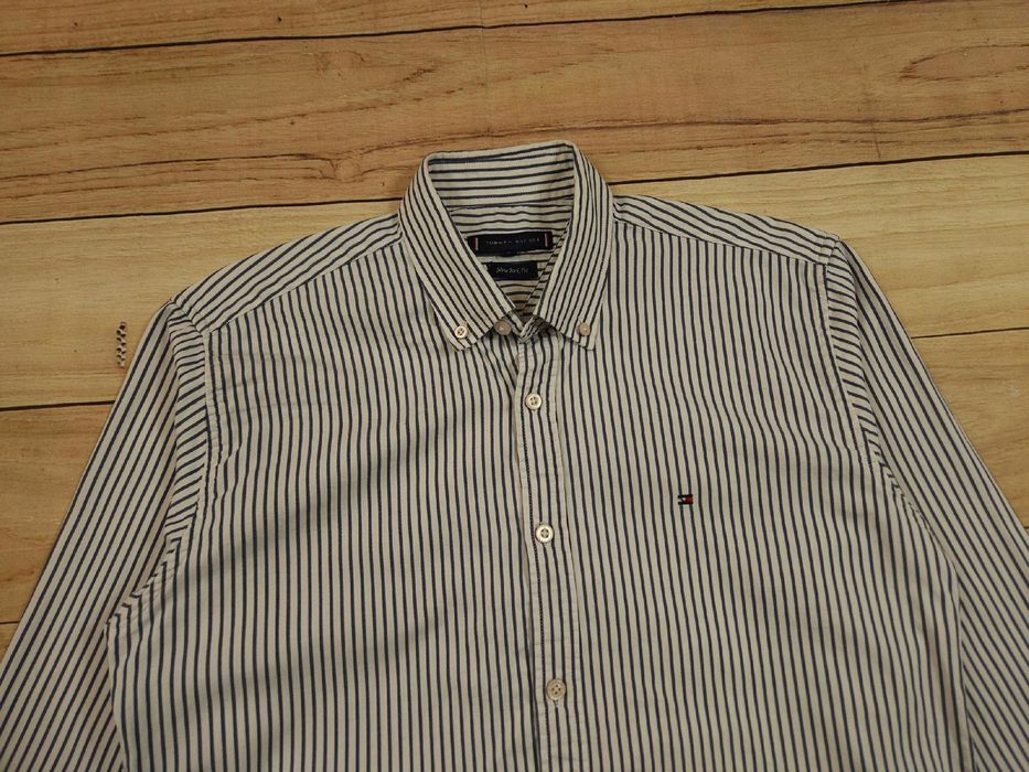 TOMMY HILFIGER New York Fit Koszula w Paski Męska r. L