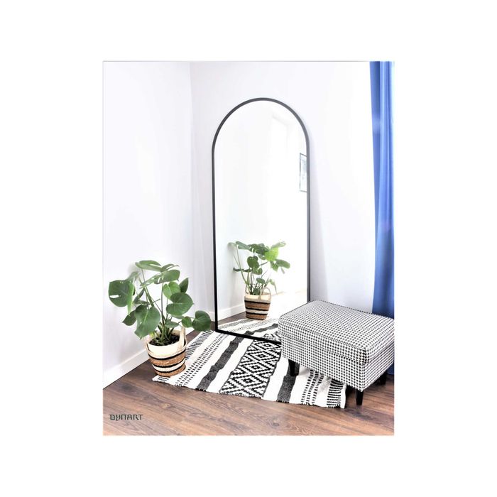 Lustro Półowalne Arkadowe 180x80 cm Do powieszenia w czarnej ramie