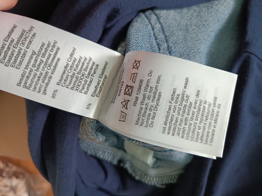 Spodnie ciążowe 44 2XL z wzorkami z pasem ciążowym