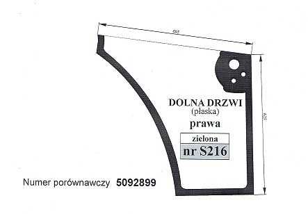 szyba New Holland TD 5010  5020    5030, Case JX 55, 60 - S 215  S 216