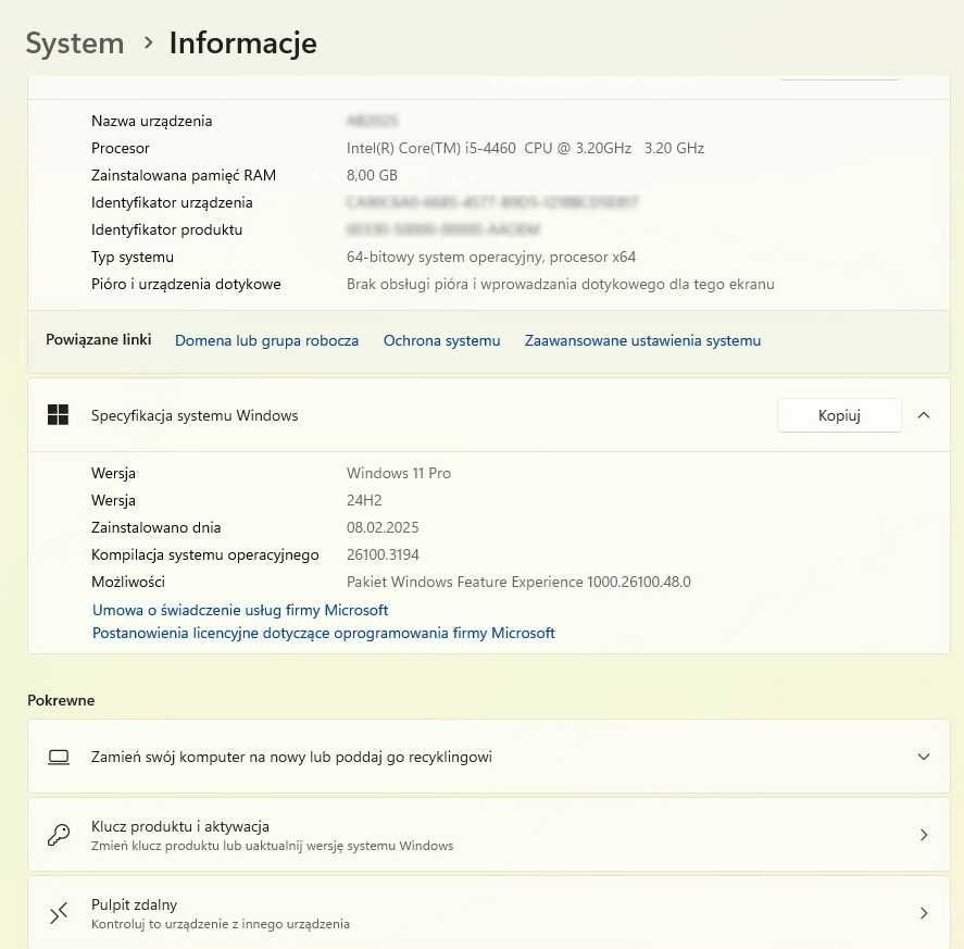 Komputer biurowy i5-4460, 3,2 GHz x 4, nowy dysk SSD. Win 11.