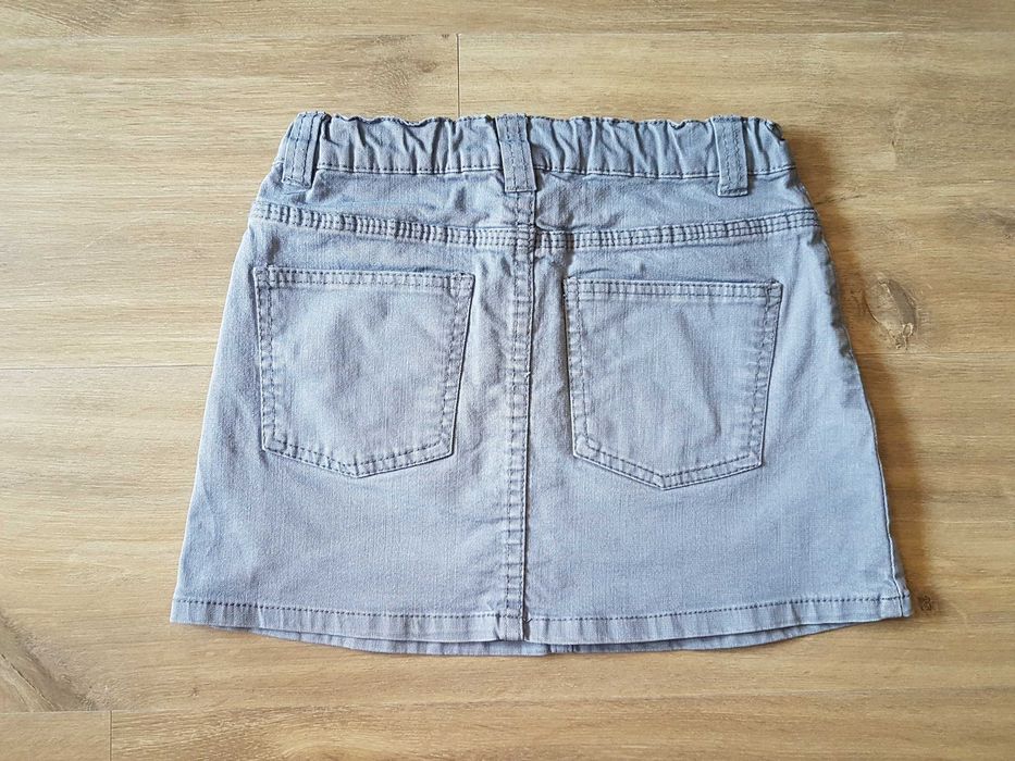 H&M szara jeansowa bawełniana spódniczka mini r. 128 regulacja w pasie