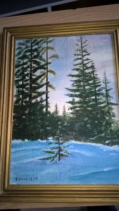 Картина,зимний пейзаж,холст,подпись художника.