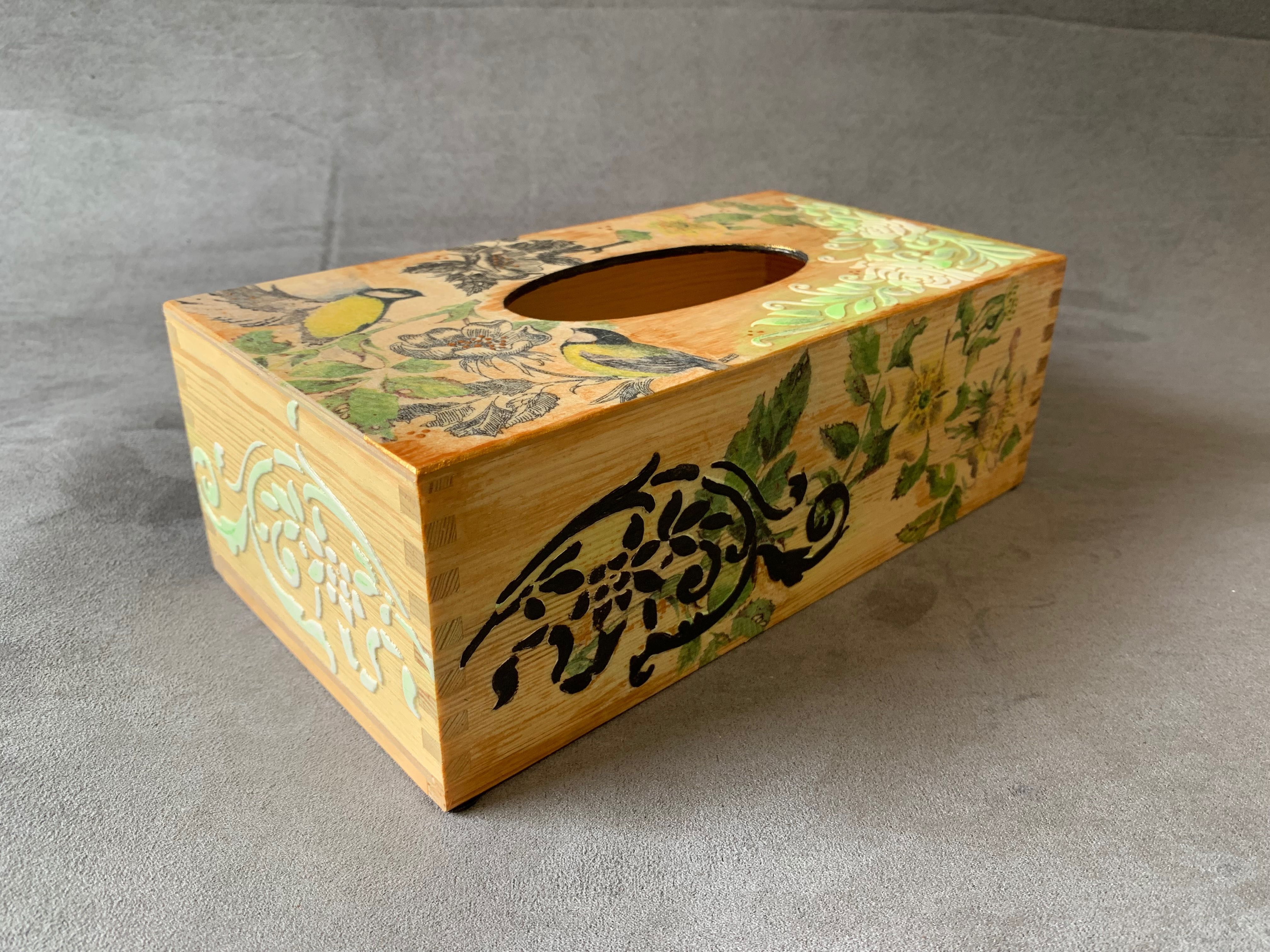 Chustecznik pudełko na chusteczki rękodzieło decoupage