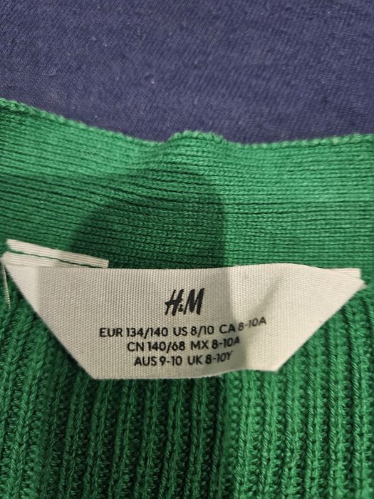 Kardigan dziewczęcy zielony 134 H&M