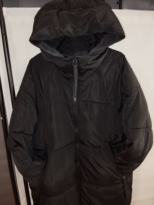 Oversize płaszcz kurtka długa zara z kapturem