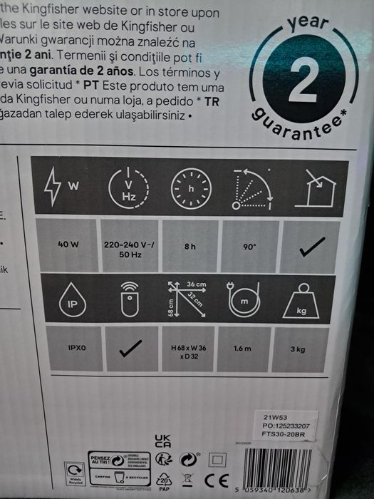 Wentylator biurkowy z oscylacją 30 cm