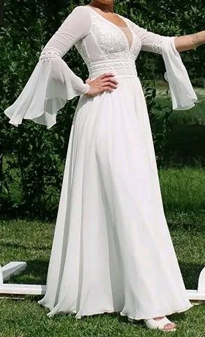 Boho Suknia Ślubna (36?) 164+6cm obcas wesele ślub suknia