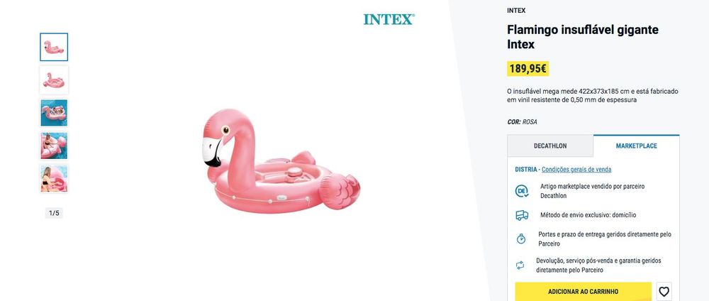 Flamingo insuflável gigante Intex NOVO