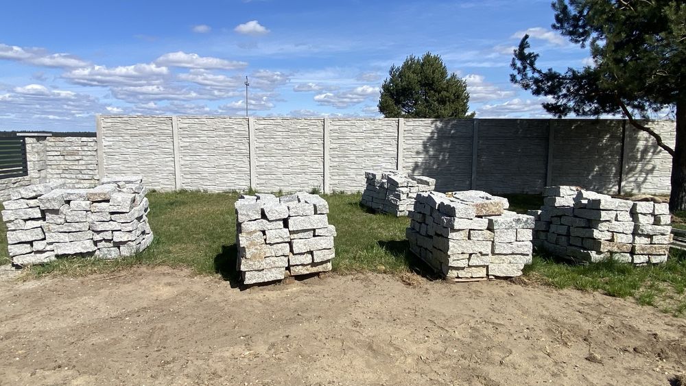 Kamień Murowy Szary Granit Łupany Opornik Obrzeże 10x20x40 OPOLSKIE