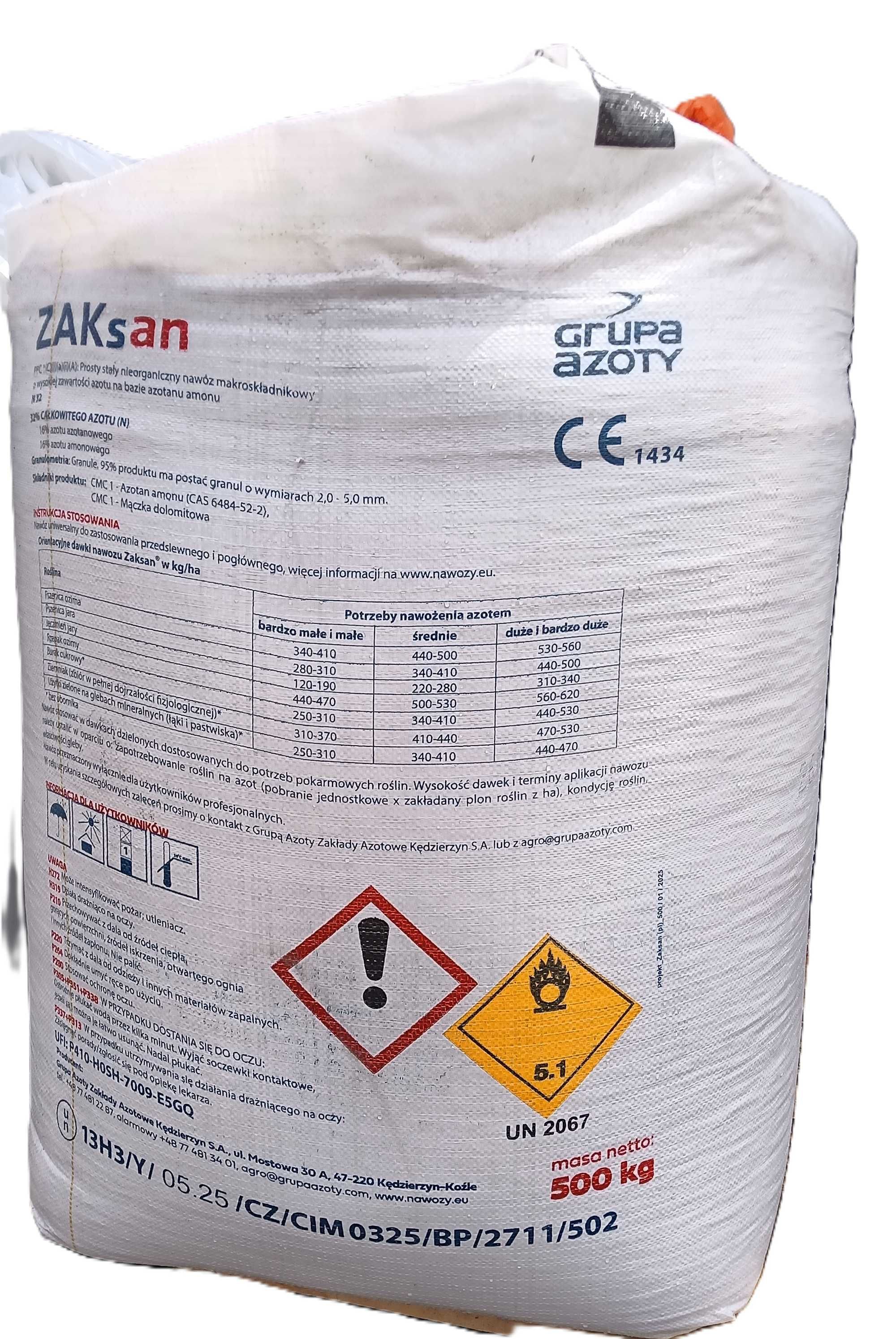 Zaksan 32N, Saletra Amonowa Zaksan w bigbagu, hurt i detal z dostawą
