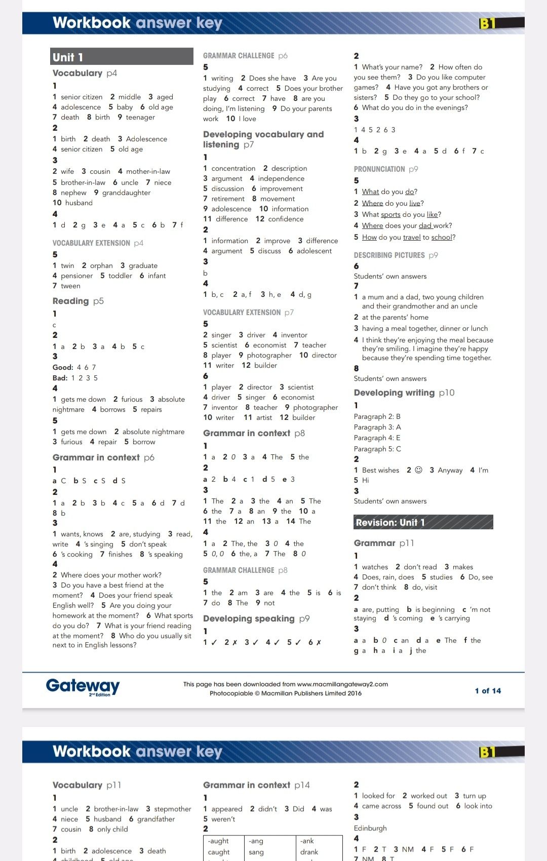 ГДЗ Gateway A2,B1