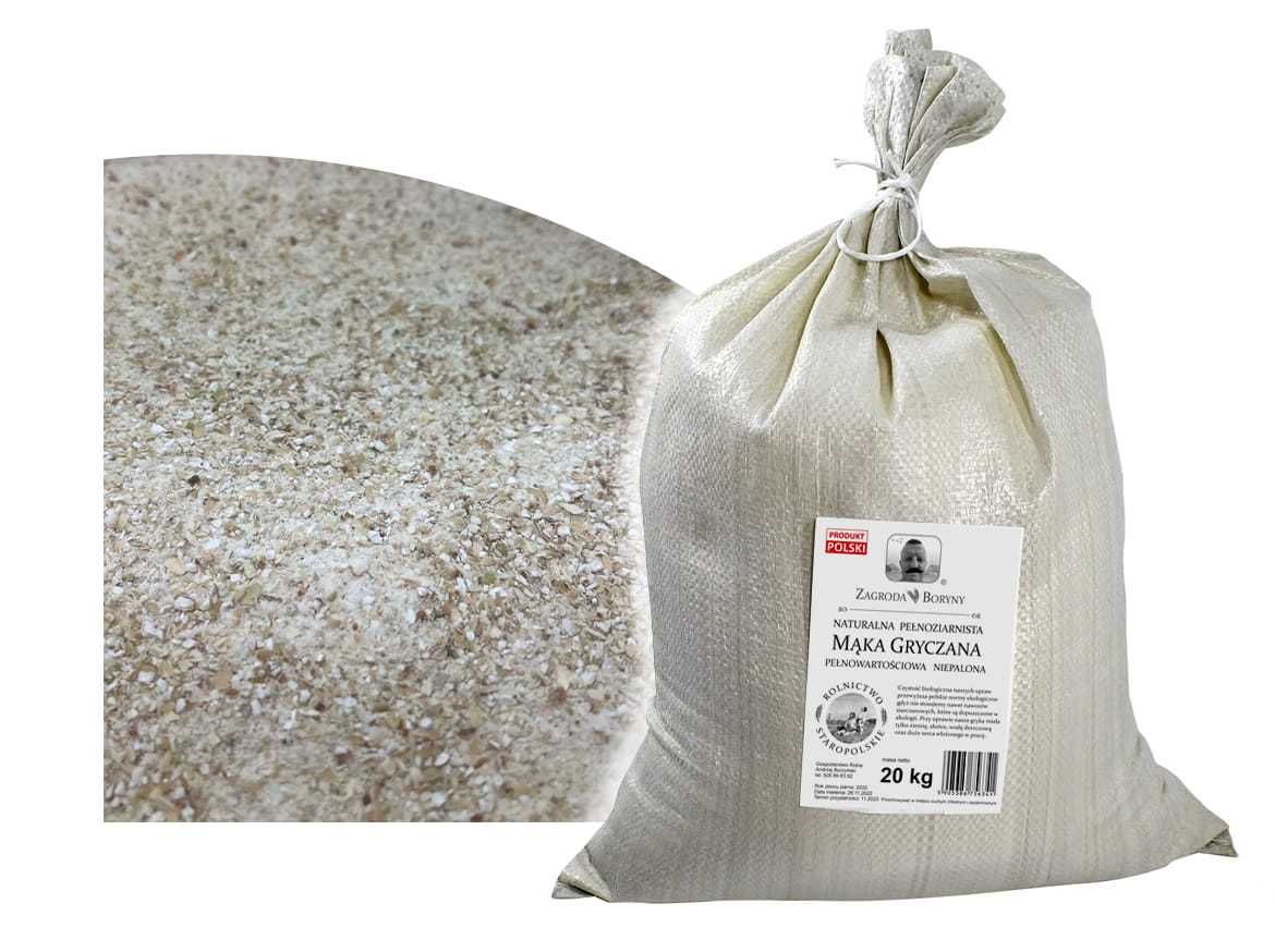 Mąka Gryczana Wyborna Niepalona Pełnoziarnista BIO 20 KG