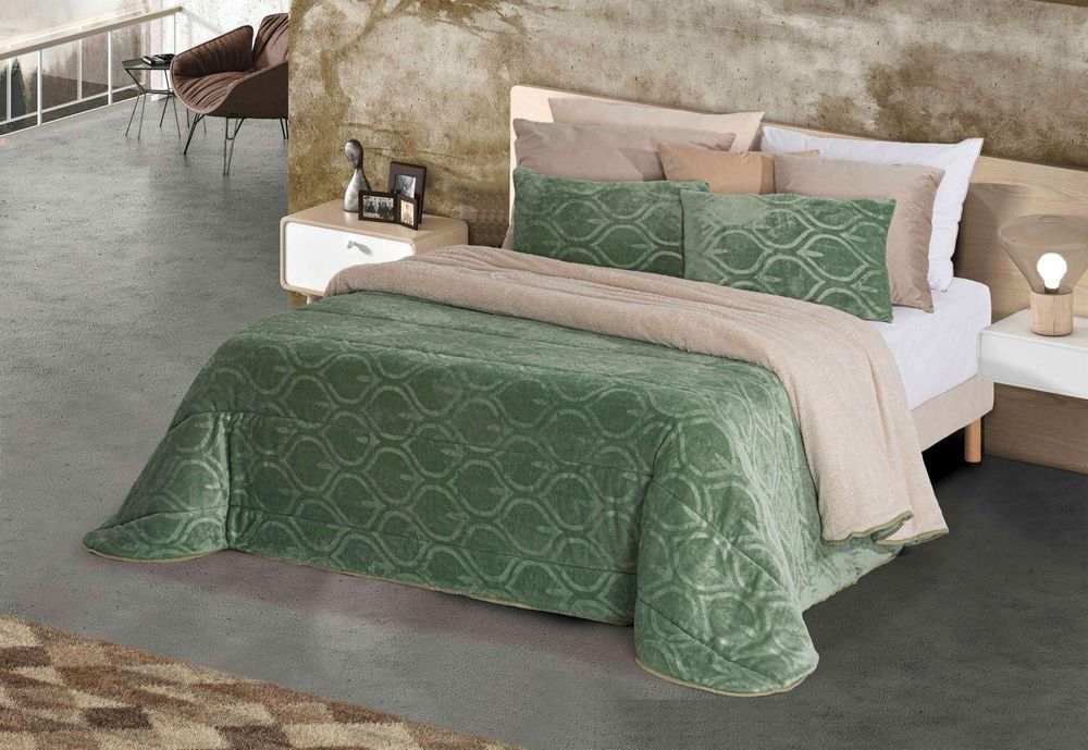 Edredão cama casal coralina+borrego