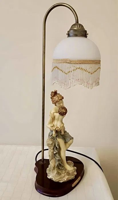 *MATKA Art Nouveau Elegancka Rzeźba Figurka Lampa Szklana Dama Vintage