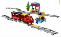 Pudło lego Duplo tory, klocki, ludziki
