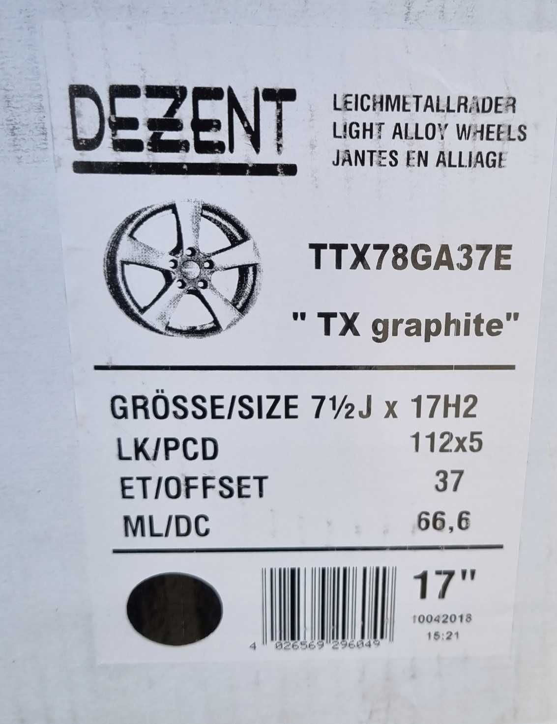 alufelgi 17 Dezent TX 5x112 VW Golf Skoda Seat Leon Audi nowe grafit