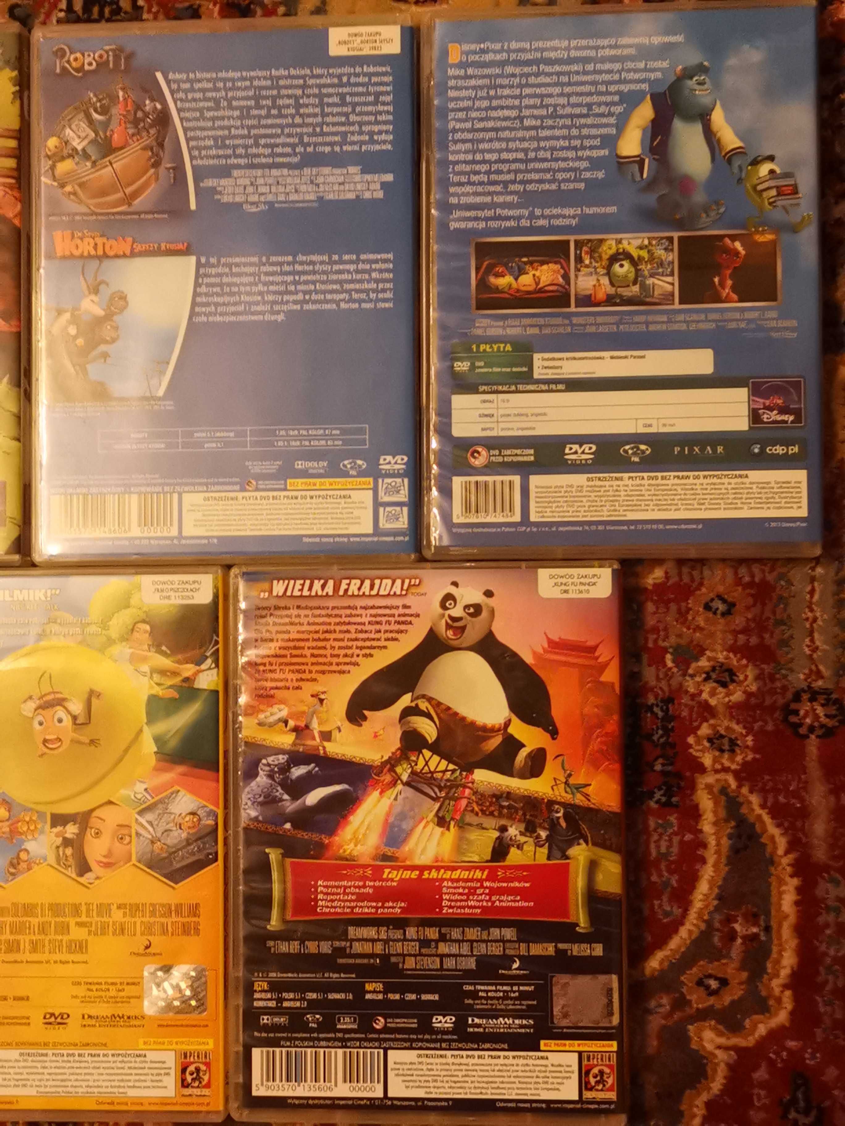 Kolekcja bajek 5 DVD Kubuś Horton Roboty Kung fu Panda Bajki Disney