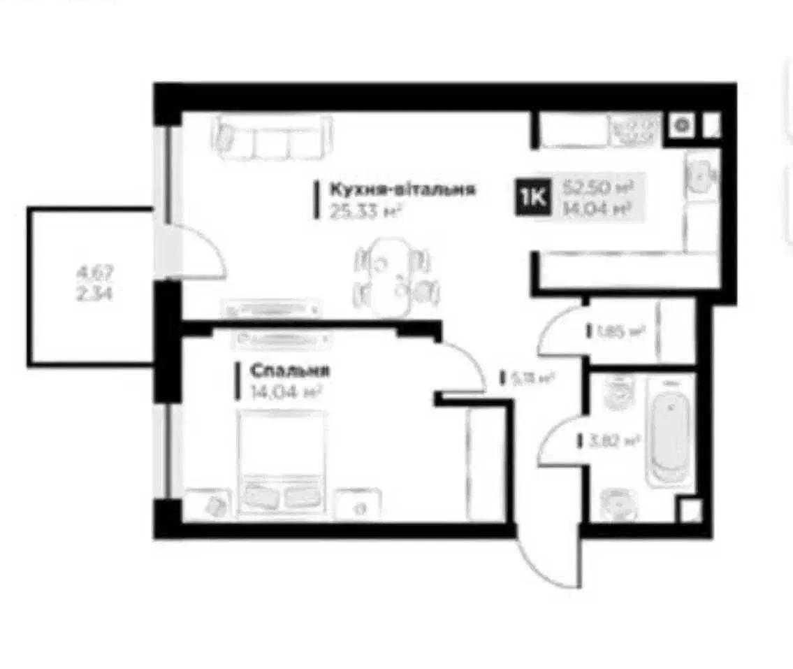 Продам 1 кім квартиру на етапі здачі, в ЖК бізнес-класу HYGGE LUX