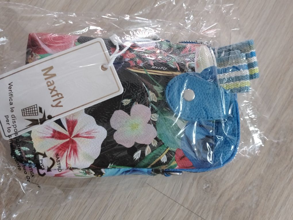 Torebka rowerowka w kwiaty Maxfly niebieska