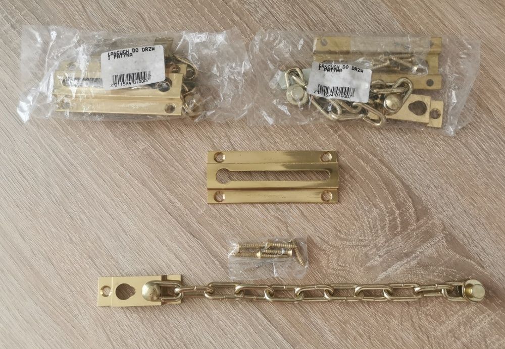 komplet 3 szt. łańcuch blokada zapornica do drzwi + klamka drzwiowa