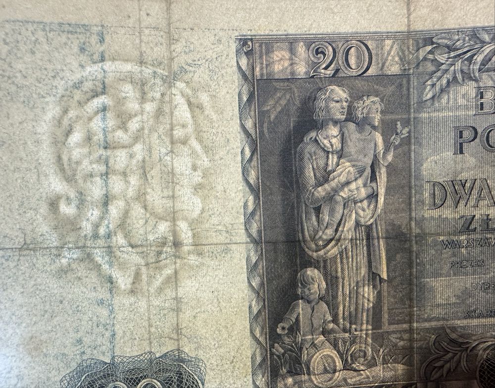 20 zł 1936 Ser. BZ błąd? odbarwienie farbą drukarską