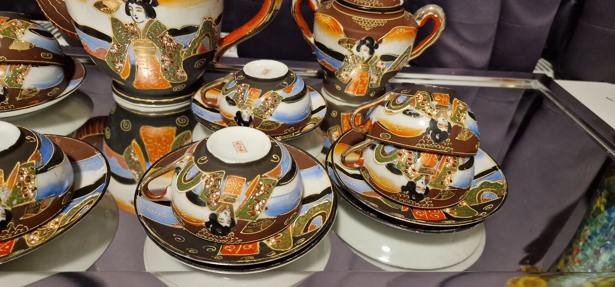 Ogromny zestaw Chinskiej porcelany Antyk Serwis dla 10 osób