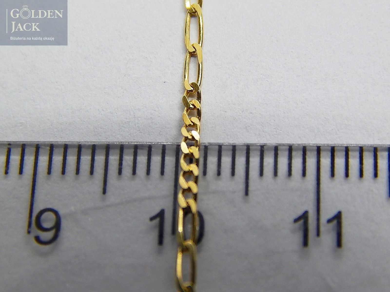 Złoty łańcuszek splot figaro szerokie ogniwa złoto 585 dł. 45 cm 1,88g