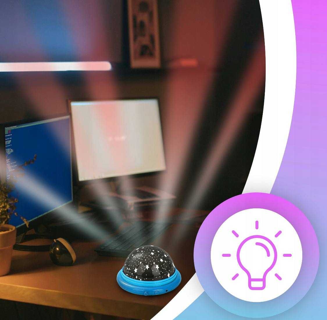 PROJEKTOR GWIAZD lampka nocna led usb/baterie rzutnik nieba dla dzieci