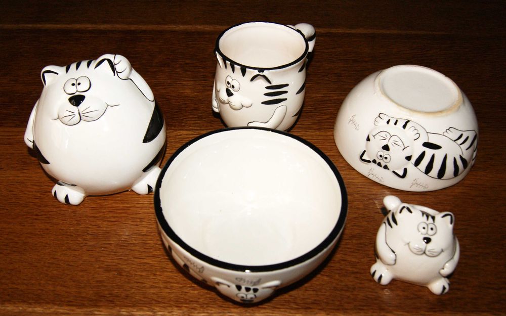 Керамическая посуда детская Кот Чашка Миска Тарелка Копилка Фигурка