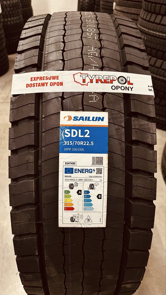 1220netto Nowość SAILUN 315/70 R22.5 SDL2 Klasa paliwowa A Autostrada