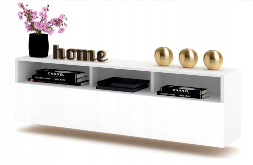 Wisząca Szafka RTV Komoda PLAY OPEN Biała Mat 160