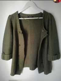 Sweterek narzutka khaki, zielony pleciony GEORGE