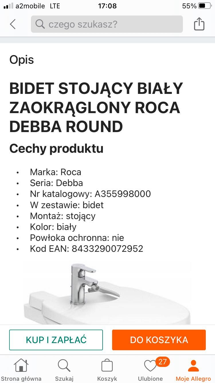 Sprzedam nowy bidet Roca