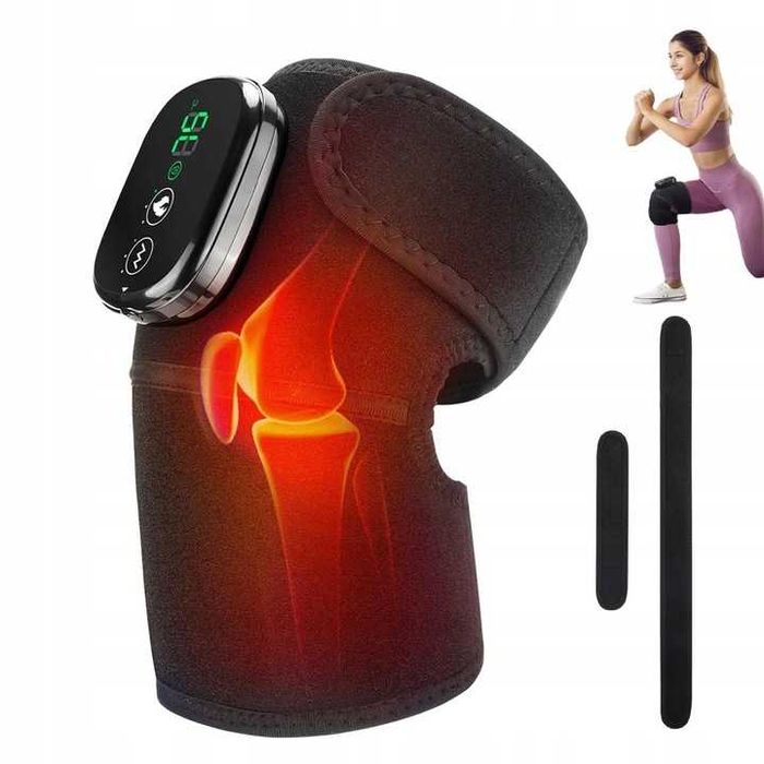 MASAŻER wibracyjny kolan OGRZEWANIE, kontuzja, BÓL orteza
