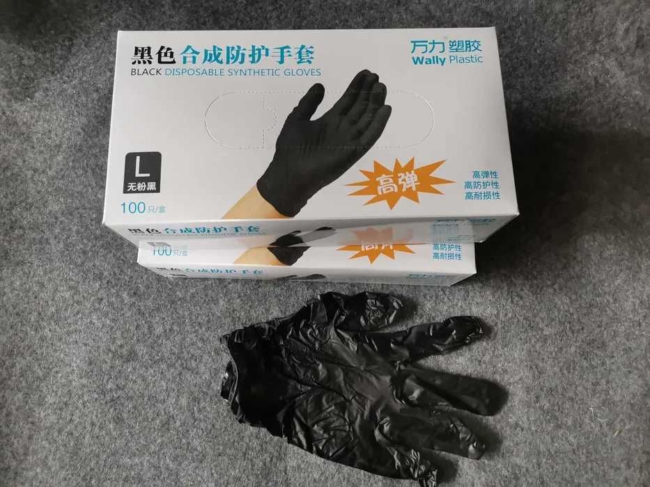 Одноразові рукавиці.Перчатки нитрил- виниловие чорні і прозорі