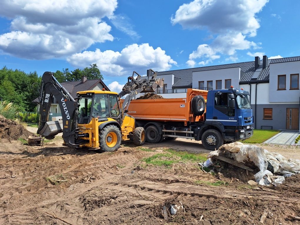 Usługi koparko-ładowarką prace ziemne minikoparka transport