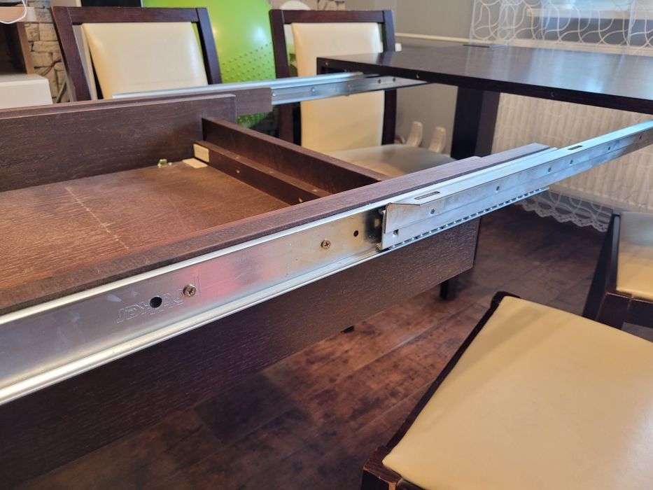 Stół jadalnia salon wenge 95x140 6 krzeseł krzesła  wenge ecru