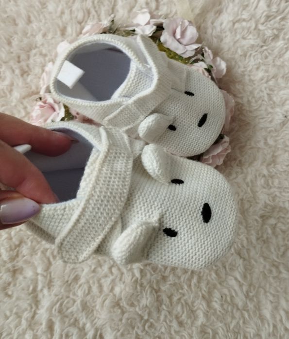 Buciki niechodki miękkie materiałowe 6-12 m-cy 12 cm ABS roczek